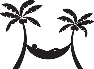 A person sleeping on a Hammock at the beach icon.