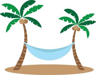 Hammock on the beach vacation icon.