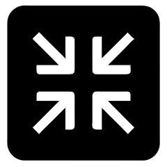 Obraz premium Vector art of four white arrows pointing inwards on a black square background, representing zoom in or shrink