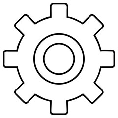 Vector art of a simple black and white outline drawing of a gear