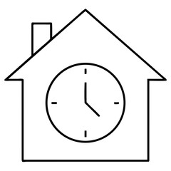Vector art of outline drawing of a house with a clock inside