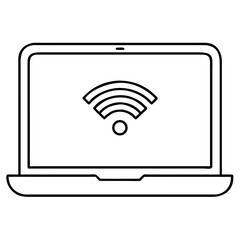 Vector art of laptop computer displaying a wifi symbol