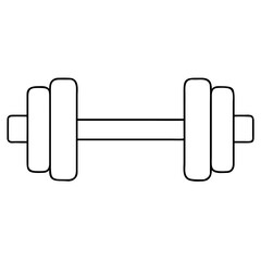 Vector art of line drawing of a dumbbell, representing weightlifting, fitness, exercise, and strength training
