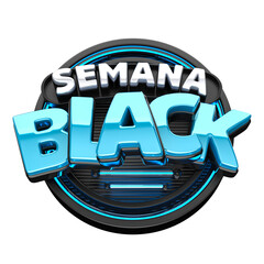 SEMANA BLACK SELO  3D PARA SEMANA DE  BLACK FRIDAY  NEON METAL REDONDO 