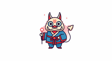 Cartoon depiction of a Japanese Oni character in traditional clothing.