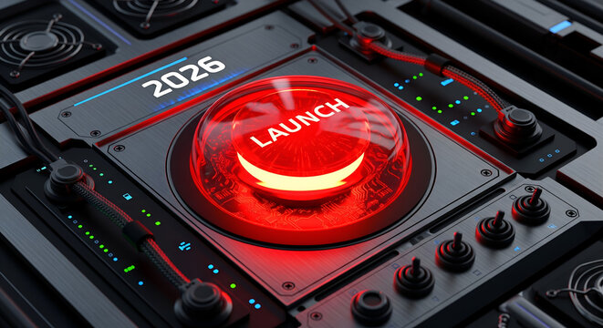 2026 Launch Button - Future Technology Countdown