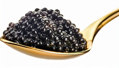 black caviar on a golden spoon
