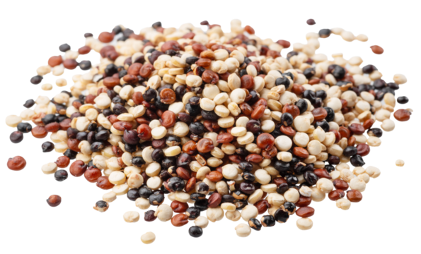 Colorful quinoa seeds isolated on white background. File contains clipping paths.