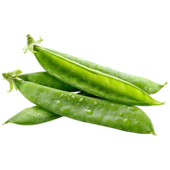 Fresh green snow peas pods healthy vegetable food ingredient isolated for culinary use