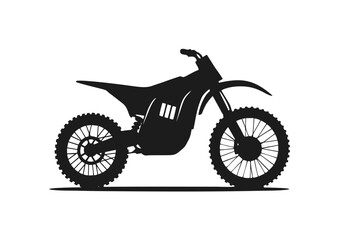 Obraz premium Throttle & Terrain: A Silhouette of the Dirt Bike’s Rugged Frame—Knobby Tires, Angular Geometry, and Motion Lines Forged in the Bold Spirit of Off-Road Power and Adventure