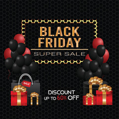 Black Friday Super Sale with Festive Decorations