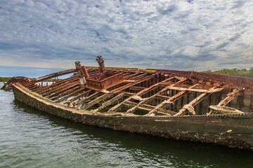 Exposure of Shipwreck location in Adelaide, were you can find several vessels been eaten by rust, Garden Island Ships' Graveyard, Adelaide, Australia.