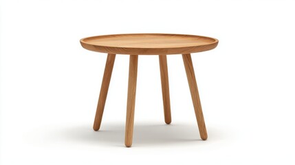 Wooden side table isolated on white background for home interior decoration
