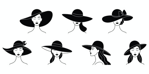 Fototapeta premium Elegant stylized vintage fashion hats vector illustration set scalable eps graphics