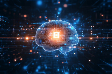 Digital brain concept representing artificial intelligence creativity and modern technology 