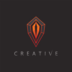 Modern faceted crystal diamond logo symbol for creative business success and premium identity