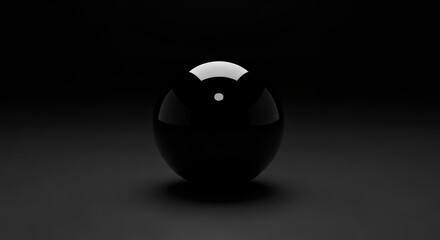 Glossy black sphere in a dark minimalist setting