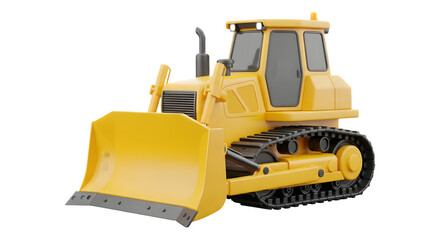 Fototapeta premium Vibrant yellow heavy-duty bulldozer illustration showcasing robust earthmoving machinery, essential for large-scale construction projects and ground preparation work