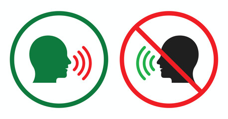 Scalable vector graphics representing speaking allowed and forbidden symbols clean eps icon
