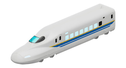 Isometric View of a Modern, High-Speed Passenger Train with Streamlined Design, Representing Efficient Transportation and Travel Across Long Distances