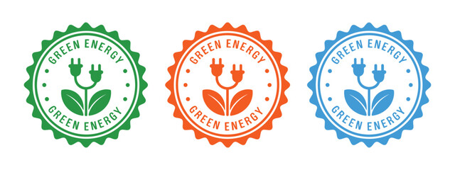 Green energy flower badges set vector illustration scalable eps download renewable power icons