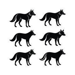 Black and white silhouette wolf strong sleek body