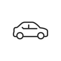 Car side view, linear icon. Vehicle and transportation concept. Line with editable stroke.