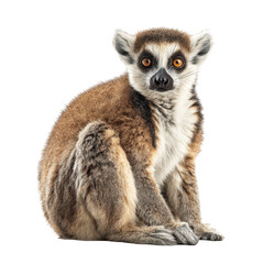 Obraz premium Lemur sitting calmly in a studio against a white background with bright eyes and soft fur isolated on transparent background