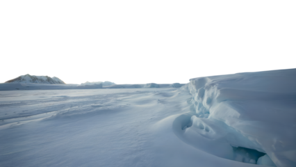 Arctic expanse of pristine snow and ice. Isolated on transparent background, png
