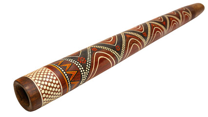Didgeridoo musical instrument cut out on PNG isolated on white background. AI GENERATED.
