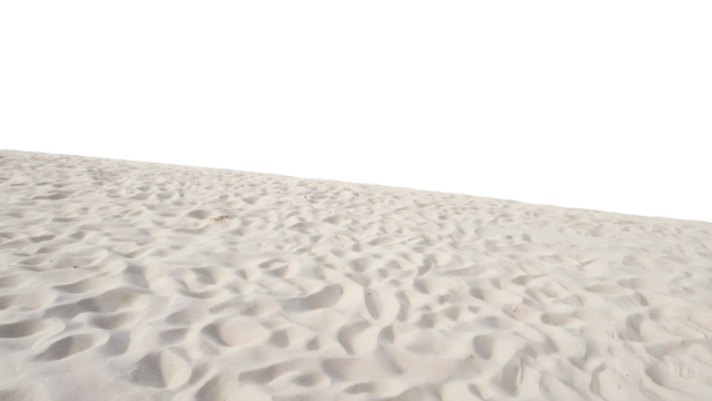 Textured sandy beach. Isolated on transparent background, png