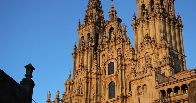 Santiago de Compostela Cathedral. Fa&ccedil;ade of the Obradoiro. Santiago de Compostela, Spain.