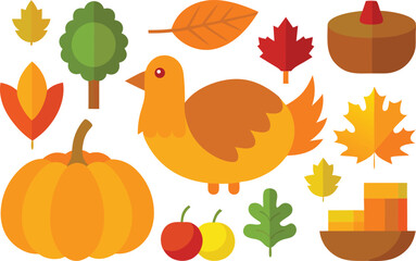 Thanksgiving day icon collection vector graphics scalable illustration for eps files