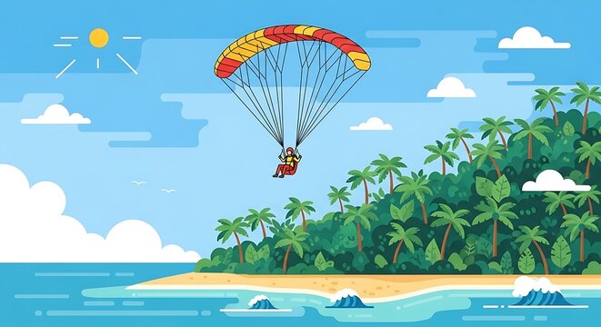 Paragliding Tropical Beach Paradise.