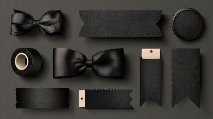 Black Friday sale tape and label elements in black for retail and shopping events