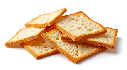 Fototapeta premium Crispy square bread slices stacked with golden brown edges and soft texture, perfect for snacking or pairing with toppings