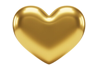 Golden heart isolated on transparent background