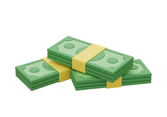 Stacks of money isolated on transparent background