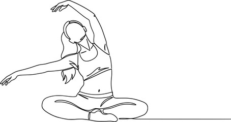 Vector art of woman doing yoga stretch