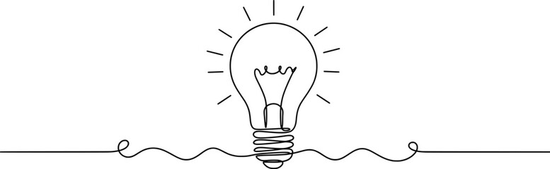Vector art of light bulb with radiating lines, symbolizing an idea