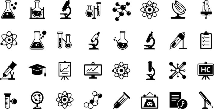 Vector art of collection of science and research icons