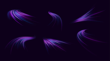 Dynamic road motion with sparkling light flashes and abstract waves of speed.