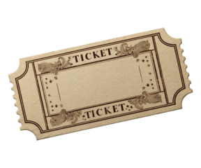Vintage ornate ticket design for events with decorative borders and blank space for text
