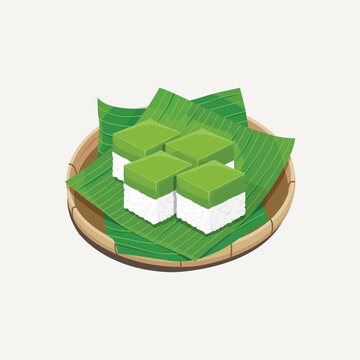 Vector illustration of Malaysia traditional dessert, Kuih Seri Muka