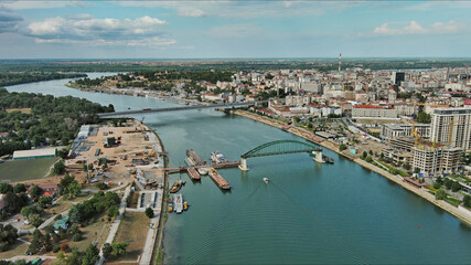 Belgrade city and bridges over Sava river