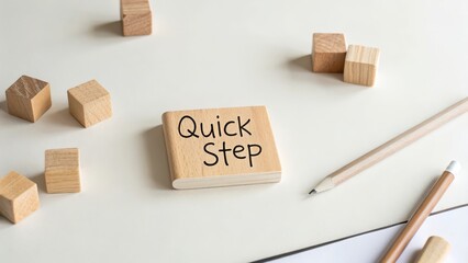 Quick Step Block with Wooden Cubes on Desk for Creative Projects