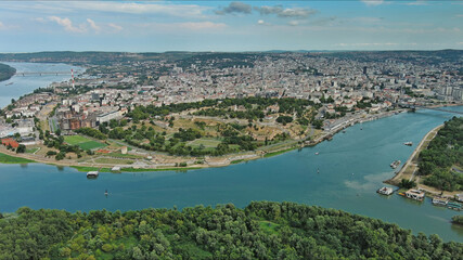 Belgrade Serbia isalnd and Sava and Danube rivers