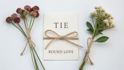 Romantic Floral Arrangement with Card and Natural Twine Accents