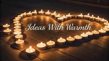 Romantic Heart Shaped Candle Arrangement with Warm Lighting Effects