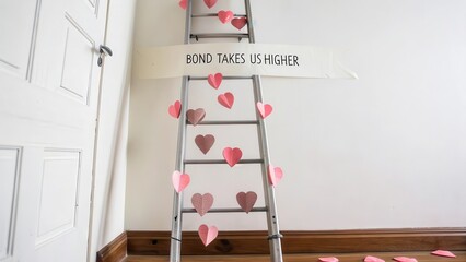 Romantic Ladder Decoration with Heart Shapes and Inspirational Quote